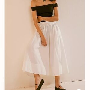 Free People Lowen Midi Poplin Skirt, Size Small